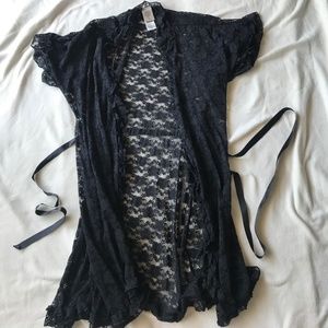 In Bloom by Jonquil Black Lace Robe (New w/ Tags)